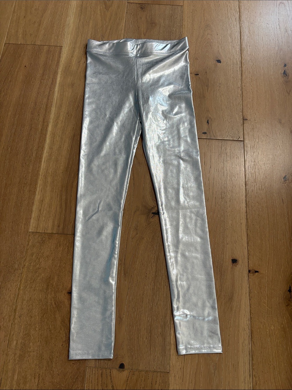Crewcuts Metallic Silver Girls' Leggings - Shiny Stretch Bottoms